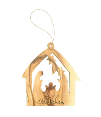 Stable Nativity Ornament with Mary and Joseph by EarthWood