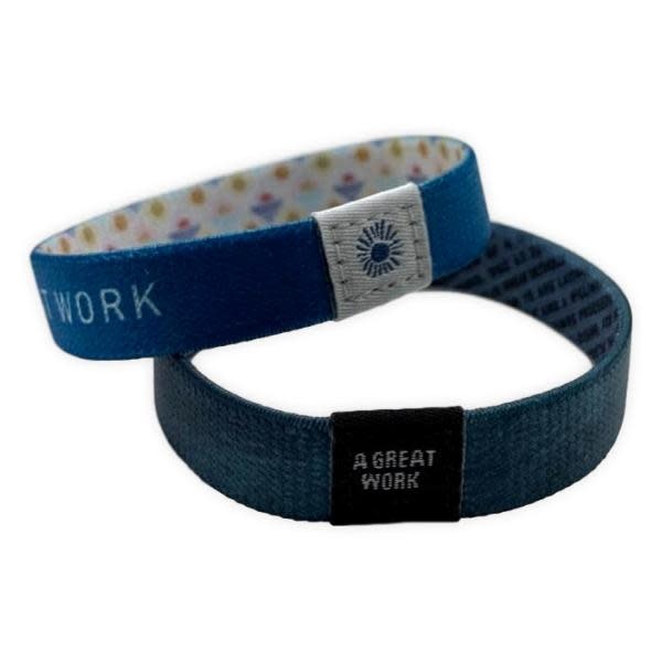 Blue A Great Work 2021 LDS Youth Theme Woven Stretch Bracelet