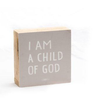 6 x 6 Kids Wood Block Sign | I am a child of God  Pink,