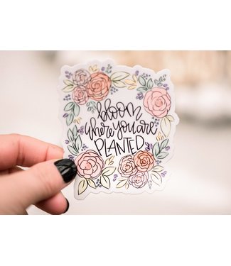 Bloom Where You Are Planted Vinyl Sticker, 3x3 in