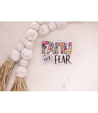 Faith Over Fear Fun Edition Clear, Vinyl Sticker, 3x3 in