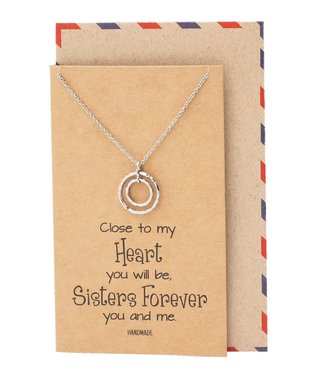 Moira Soul Sisters with 2 Rings Pendant Necklace Inspirational Quote on a Greeting Car