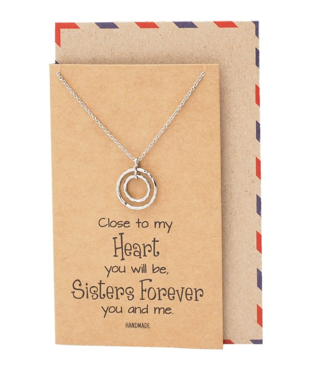Moira Soul Sisters with 2 Rings Pendant Necklace Inspirational Quote on a Greeting Car