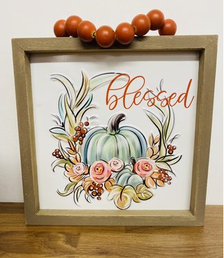 Blessed Wall Art, Pumpkin, Orange Bead