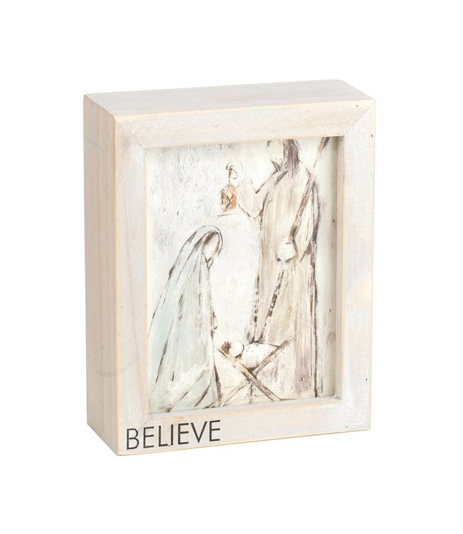 CHRISTMAS TABELTOP HOLY FAMILY BELIEVE 5x6"