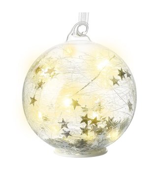 Clear Glass Bauble With Stars