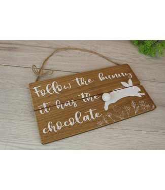 Wooden Plaque 'Follow the Bunny' (6"x 12")