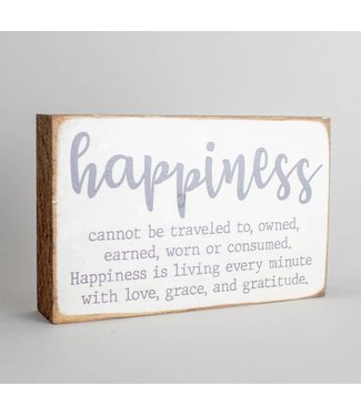 Happiness Decorative Wooden Block