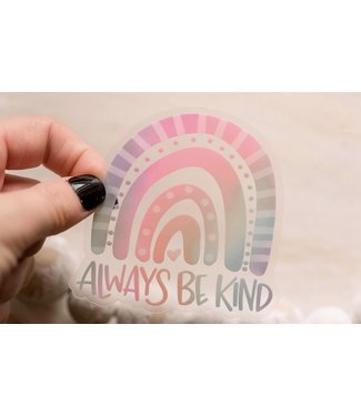 Always Be Kind Pastel Rainbow, Clear, Sticker, 3x3 inch.