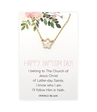 My Baptism Flower Necklace with Quote Card Gold