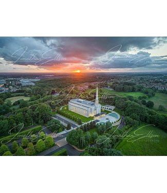 Preston Temple Landscape ARIAL 20X16 Matted Print by Jonathan Ellison