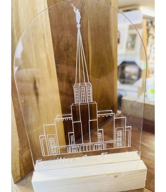 Preston Temple Families are Forever Acrylic Plaque with Wooden Base