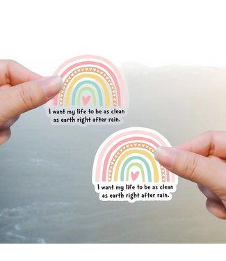 Rainbow Baptism Vinyl Sticker, I Want My Life To Be As Clean - Clear