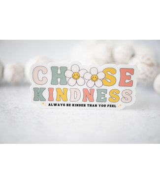 Choose Kindness, Pastel Floral Vinyl Sticker, 3x3 in