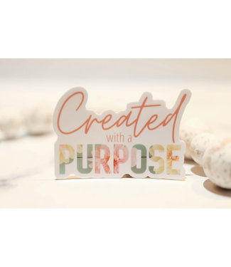 Created With A Purpose White, Vinyl Sticker, 3in.