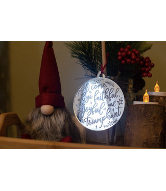 Faire: Birch and Tides O come all ye Faithful Mirror bauble decoration