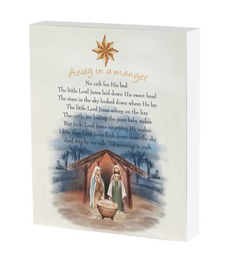WALL/TABLETOP PLAQUE AWAY IN A MANGER