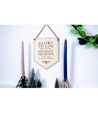 Faire: Birch and Tides Glory to God wooden wall banner
