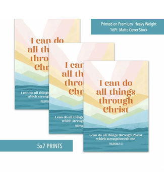 I Can Do All Things Through Christ Print 5x7 Pastel Sunrise 1 print only