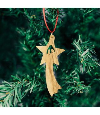 Olivewood Star Nativity Ornament