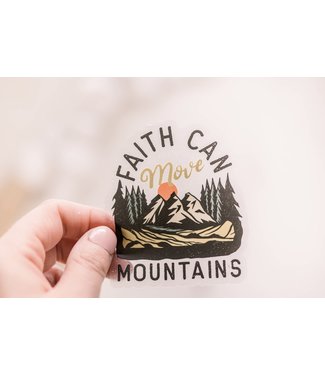Faith Can Move Mountains, Christian Vinyl Sticker, 3x3 inch