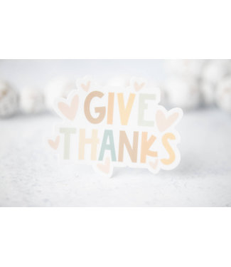 Give Thanks Hearts, White Vinyl, Sticker, 3x3 in