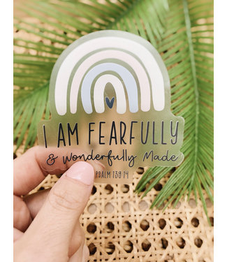 Fearfully + Wonderfully Made Clear Vinyl, Sticker, 3x3 in.