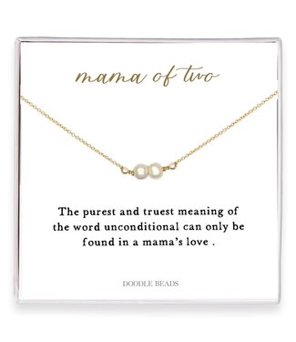 “Mama Of Two” Freshwater Pearls Necklace – A Gift Of Unconditional Love GOLD