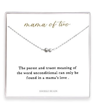 “Mama Of Two” Freshwater Pearls Necklace – A Gift Of Unconditional Love SILVER