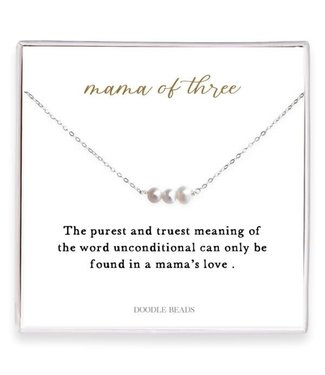 “Mama Of Three” Freshwater Pearl Necklace – A Gift Of Unconditional Love SILVER