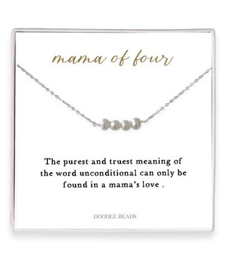 “Mama Of Four” Freshwater Pearl Necklace – A Gift Of Unconditional Love SILVER