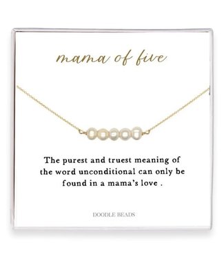 “Mama Of Five” Freshwater Pearl Necklace – Gift Of Unconditional Love GOLD