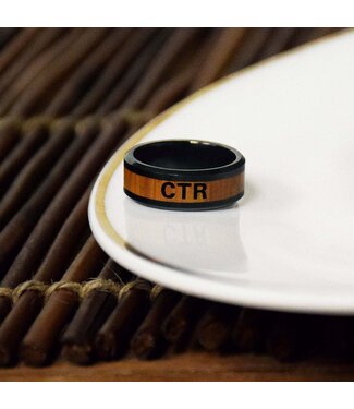 CTR Ring. CERAMIC WITH WOOD INLAY