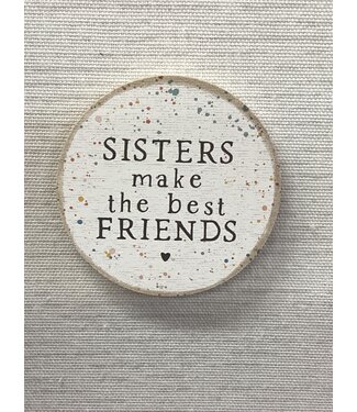 Circle Wooden Magnet - Sisters Friends