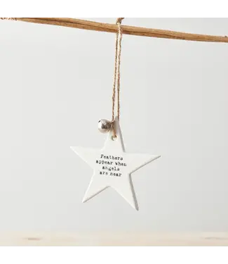 Gainsborough Gift Ceramic Star Hanger, Feathers Appear