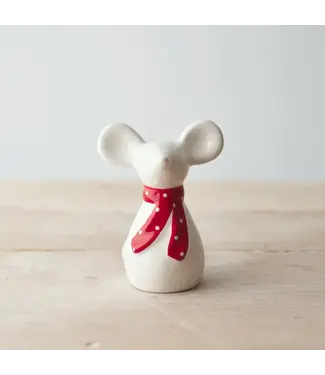 Gainsborough Gift White Ceramic Mouse With Scarf, 9.5cm