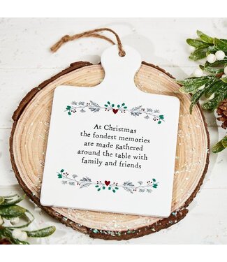 Ceramic Christmas Trivet Square with Holly Spray