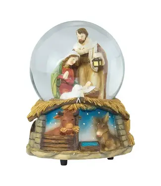 Holy Family Water Globe W/Creche Base