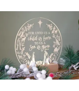 Faire: Birch and Tides A Child Is Born Isaiah 9:6 Christmas Led Light