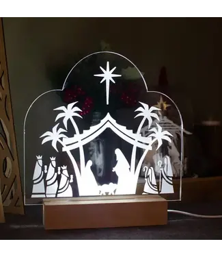 Faire: Birch and Tides Nativity Window Engraved Light Design