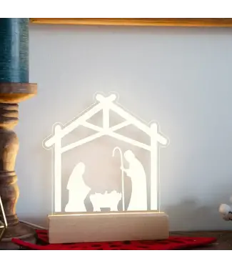 Faire: Birch and Tides Nativity Silhouette Engraved Light Design