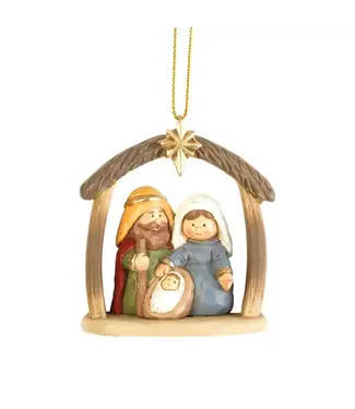 HOLY FAMILY IN CRECHE ORNAMENT 2.5"