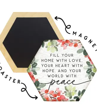 World With Peace Holly -  Honeycomb Magnet