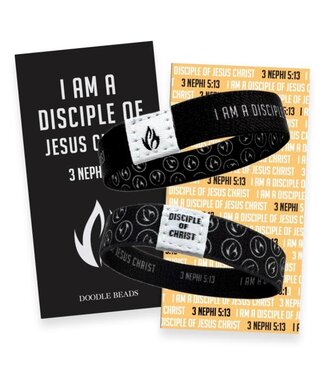 BLACK I Am A Disciple Of Jesus Christ Reversible Woven Wristband With Flame, 2024 LDS Youth Theme