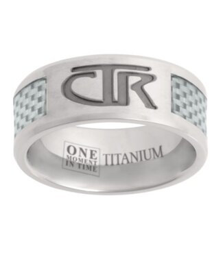 Titanium with White Carbon Fiber Inlay CTR Ring