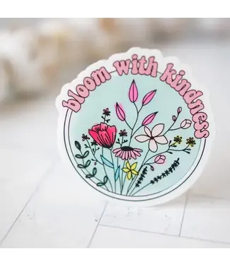 Bloom With Kindness Flowers, Vinyl Sticker, 3x3 in.