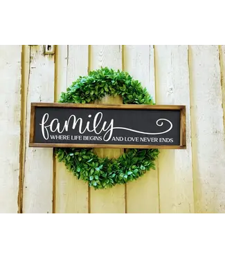 Faire: STRONG N FREE CDN Family Wood Sign, Wood Sign, Quotes Signs, Family Sign 7"x13" Framed, Black