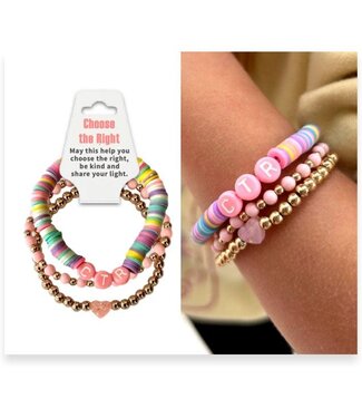 CTR Choose The Right 3 Piece Heishi Beaded Friendship Bracelet Gift Set For Girls