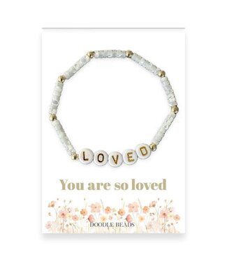 You Are So Loved Mother Of Pearl Heishi & Gold Beaded Bracelet