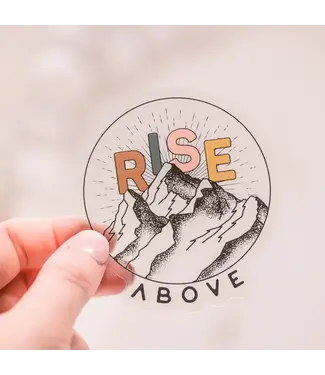 Rise Above Mountain Clear, Vinyl Sticker, 3x3 in